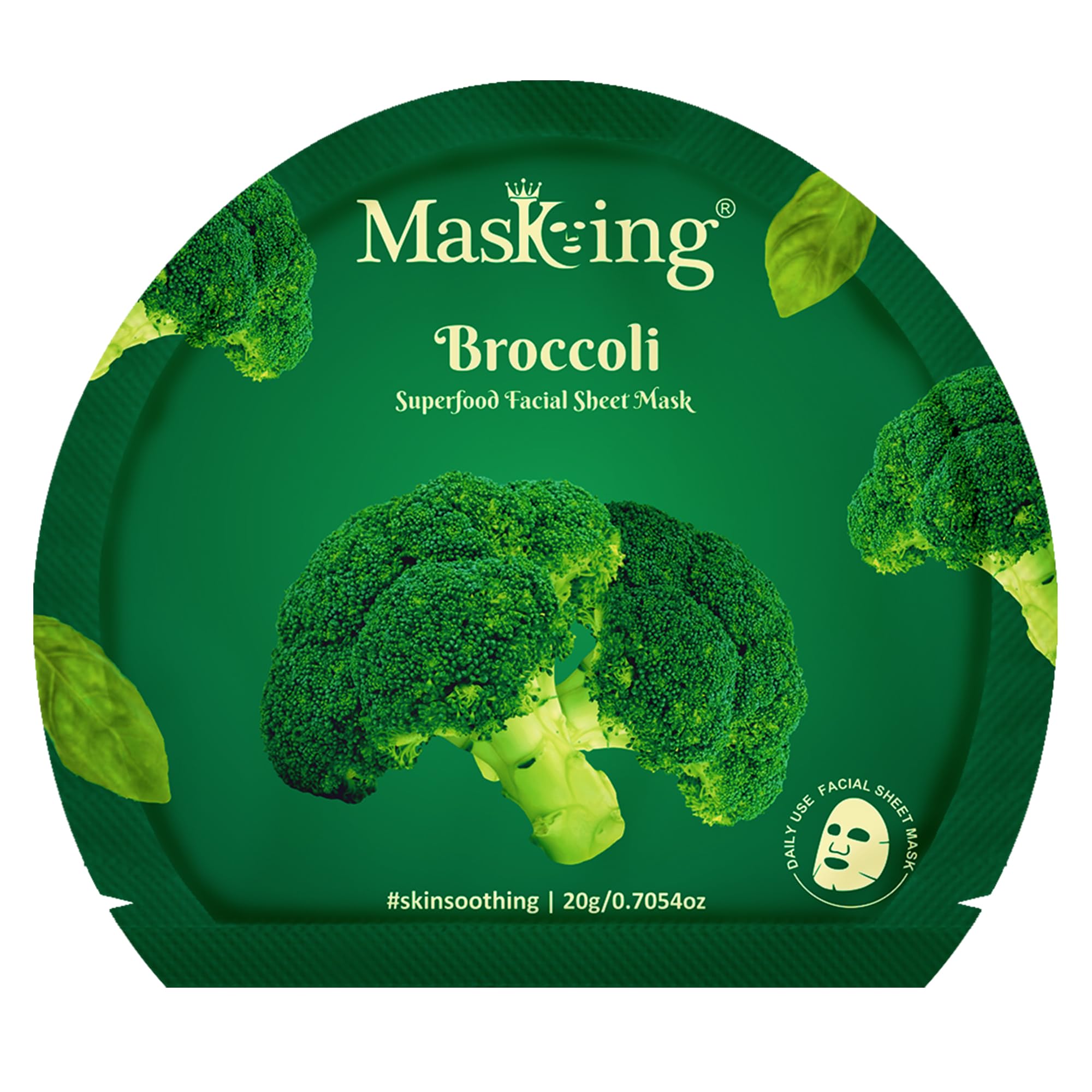 Superfood Broccoli Sheet Mask for Skin Brightening, Hydrating for Women, Pack of 1