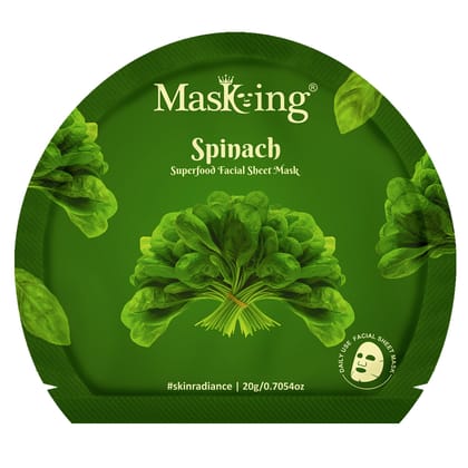 Superfood Spinach Face Sheet Mask Skin Brightening, Hydrating for Women, Pack of 1