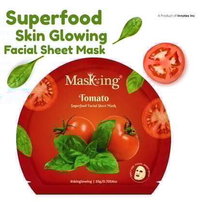 Superfood Tomato facial sheet mask for glowing Skin and Hydrating, Pack of 5