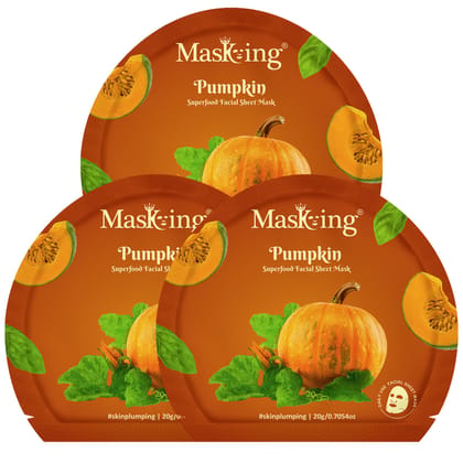 Superfood Pumpkin facial sheet mask for glowing Skin and Hydrating, Pack of 3