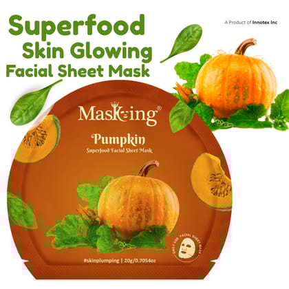 Superfood Pumpkin facial sheet mask for glowing Skin and Hydrating, Pack of 5