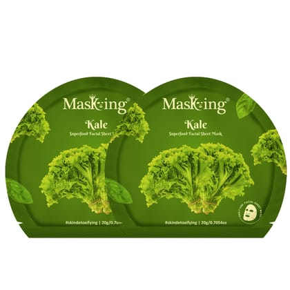 Superfood Kale facial sheet mask for glowing Skin and Hydrating, Pack of 2