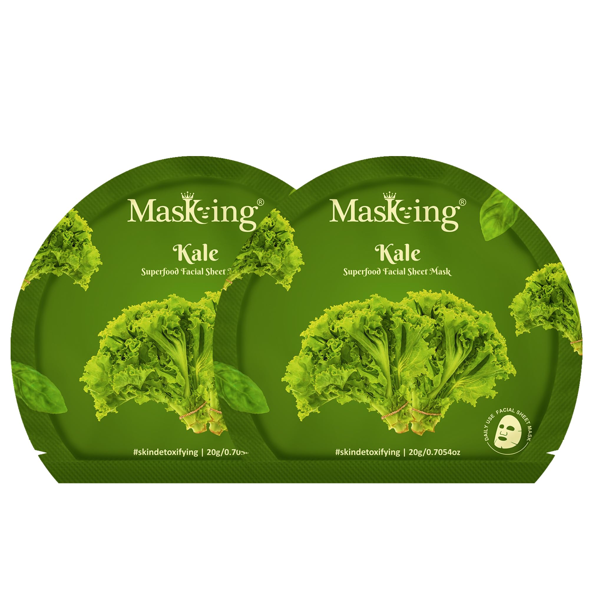 Superfood Kale facial sheet mask for glowing Skin and Hydrating, Pack of 2