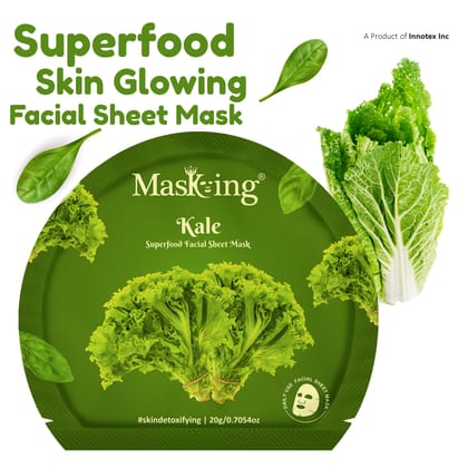 Superfood Kale facial sheet mask for glowing Skin and Hydrating, Pack of 5