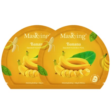 Superfood Banana facial sheet mask for glowing Skin and Hydrating, Pack of 2