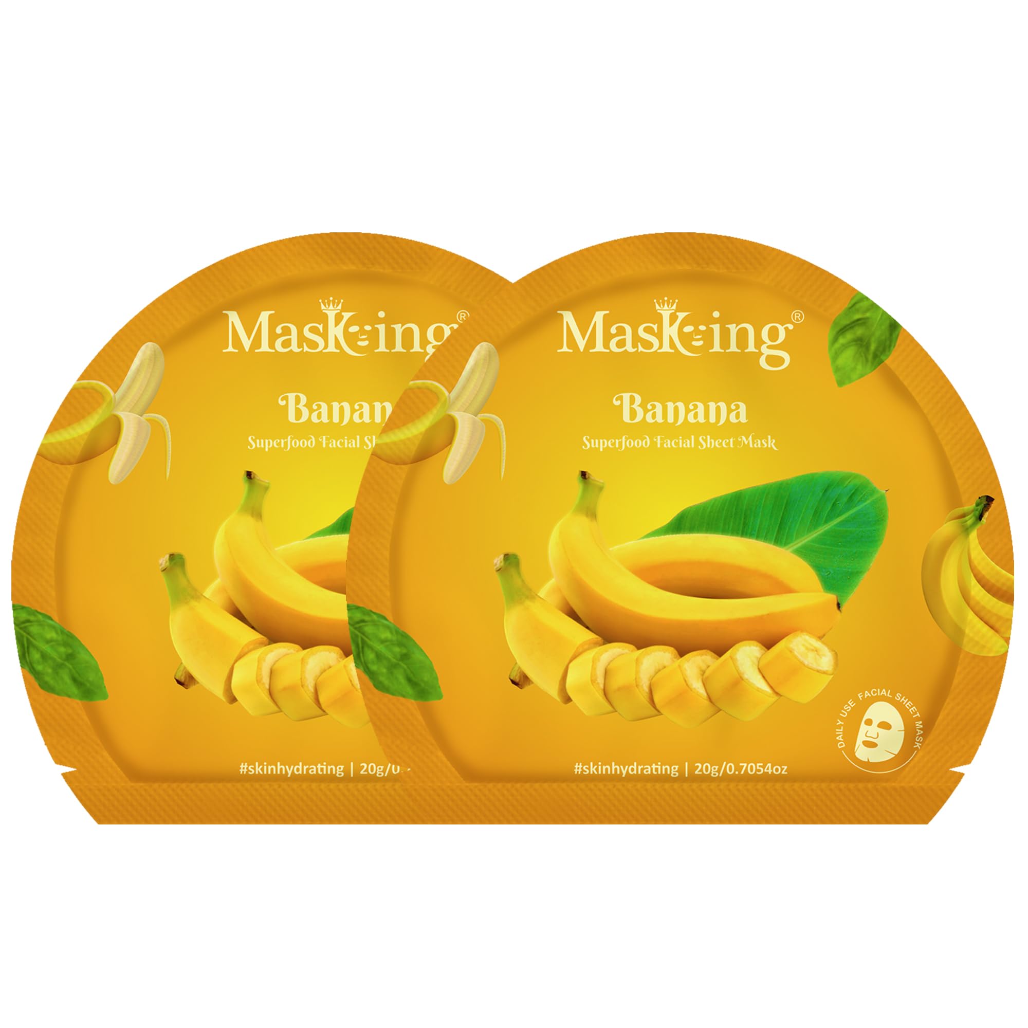 Superfood Banana facial sheet mask for glowing Skin and Hydrating, Pack of 2