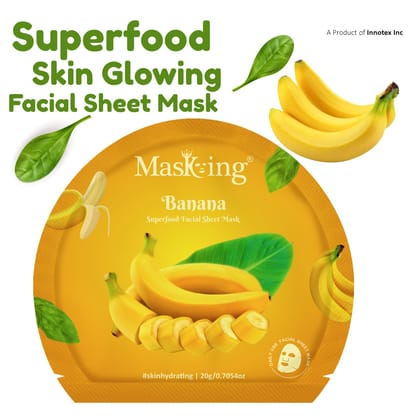Superfood Banana facial sheet mask for glowing Skin and Hydrating, Pack of 4