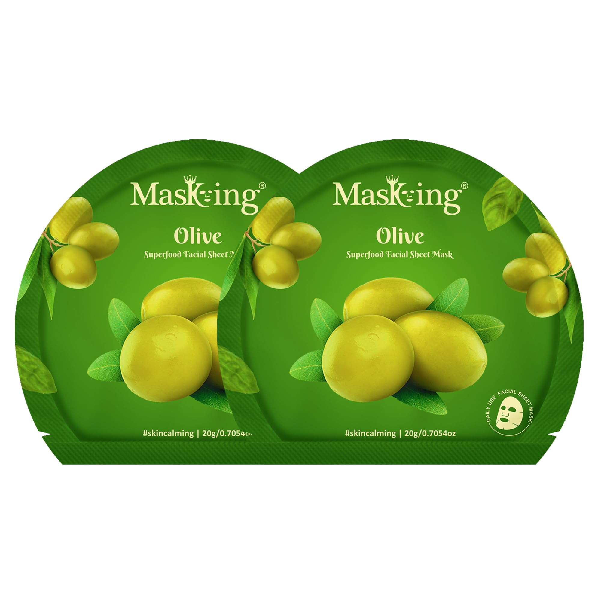 Superfood Olive facial sheet mask for glowing Skin and Hydrating, Pack of 2