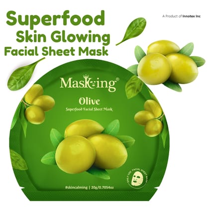 Superfood Olive facial sheet mask for glowing Skin and Hydrating, Pack of 2