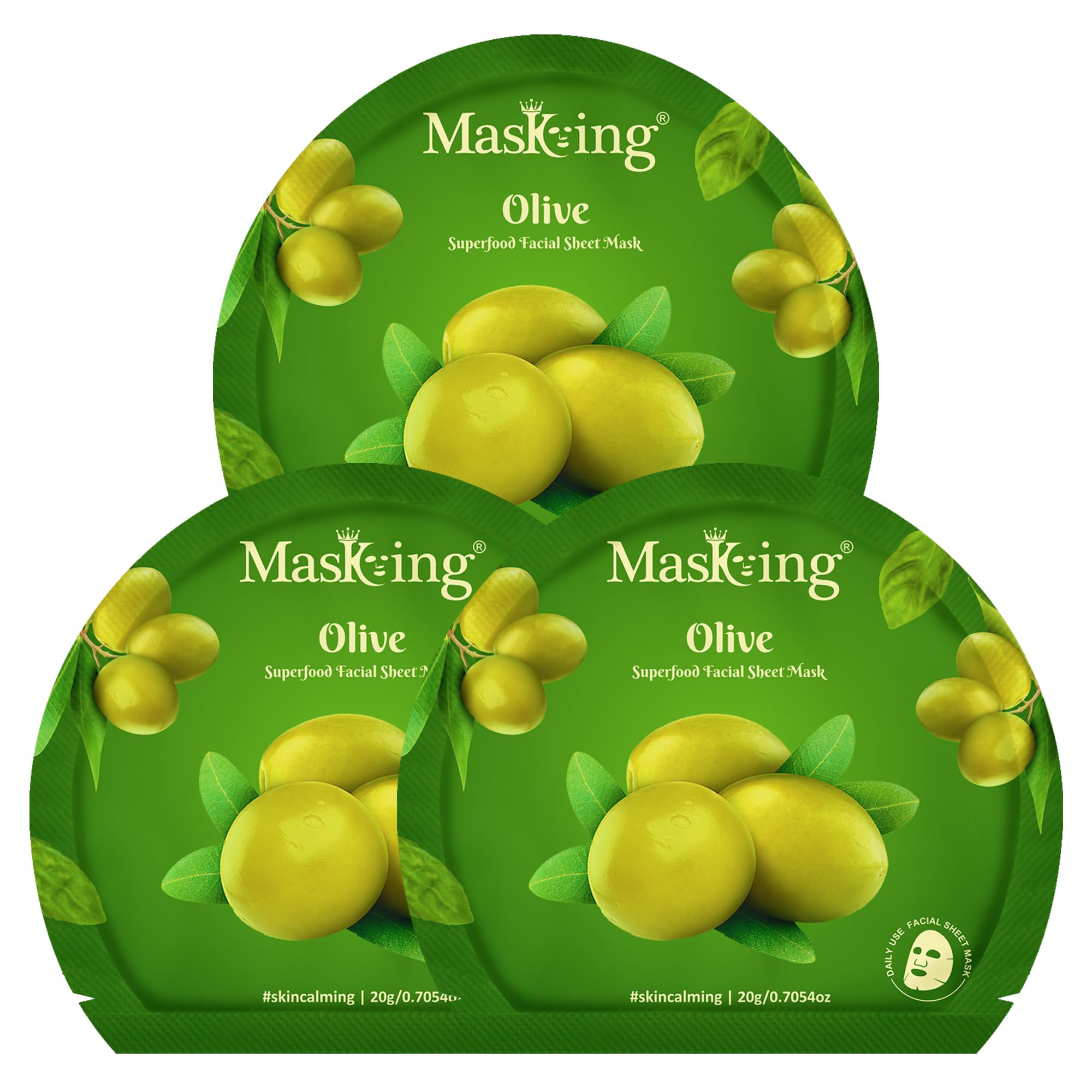 Superfood Olive facial sheet mask for glowing Skin and Hydrating, Pack of 3