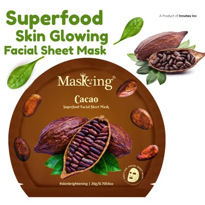 Superfood Cacao facial sheet mask for glowing Skin and Hydrating, Pack of 4