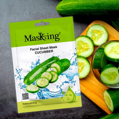 MasKing Beauty Facial Sheet Mask Cucumber, Lemon, Pomegranate, Kiwi & Avocado for Skin Glowing & Brightening for Women & Men 100ml (Combo Of 5)