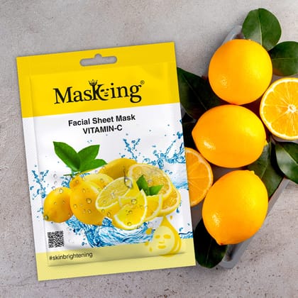 MasKing Beauty Facial Sheet Mask Lemon, Pomegranate, Kiwi, Avocado & Potato for Skin Brightening & Glowing for Women & Men, 100ml (Combo Of 5)