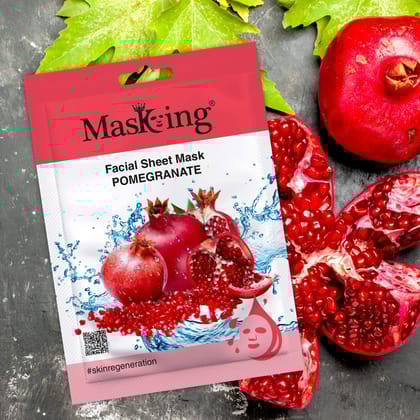 MasKing Beauty Facial Sheet Mask with Real Extract of Pomegranate, Kiwi, Avocado, Potato & Green Tea for Skin Regenerate, Lightening, Nourishing,Glowing & Hydrating for Women & Men, 100ml (Combo Of 5)