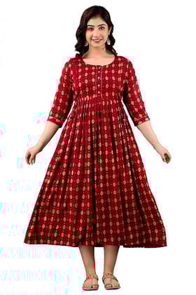 Vishuddhi Creation Women's Cotton Floral Printed Anarkali Maternity Breast Feeding Kurti