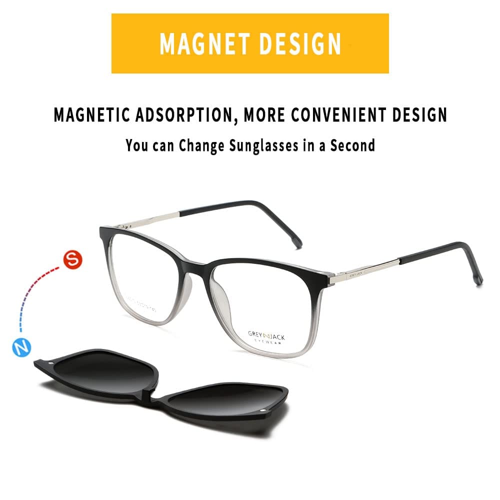 Rectangle 3D Clip On Glasses,4PCS TR90 Spectacle Frame for Myopic Men Women