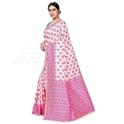 women's linen jacquard saree with blouse peace