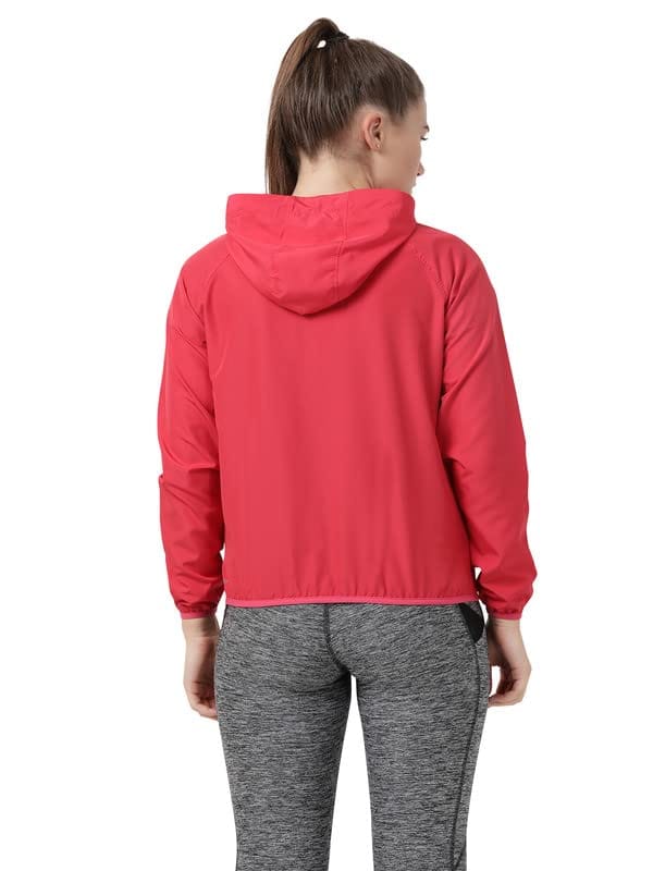 Women's Microfiber Fabric Solid High Neck Hoodie Jacket with Stay Dry Treatment