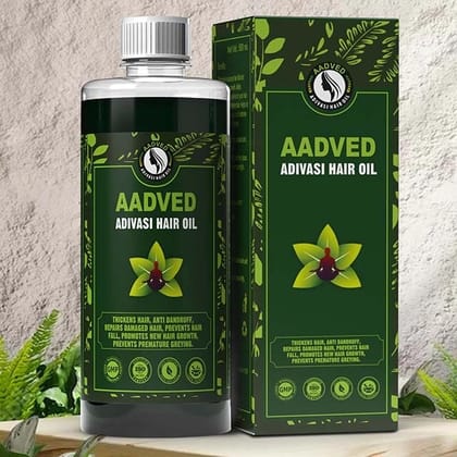 Aadved Adivasi Hair Oil | Long | Shiny and Strong Hairs | Herbal and Ayurvedic Hair Oil | Unisex | Pack of 1 (400 ML)