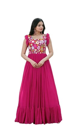 Ethnic Sequence Anarkali Full Length Embroidered Work Midi Maxi Made with Pure Georgette Gown for Stylish Women