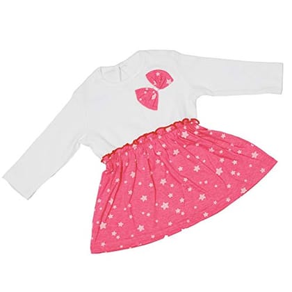 Baby Adventure Kids Cotton Top with Frock for Girls (Pink & White, Large, 18-24 Months)