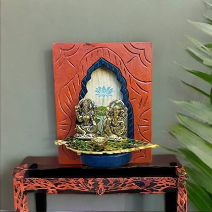 VM ANTIQUE DECOR Handicraft Carved Pooja-Stand Jharokha, Wall Hanging God-Statue Stand,Wooden Blue-Background Wall-Jharokha, Pooja-Room Decors Jharokha
