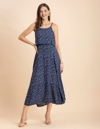Moomaya Women's Printed Sleeveless Summer Dress, Shoulder Strap Casual Maxi Dress