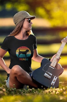 Round Neck T-Shirt (Women) - Beagle Sunset (15 Colours)