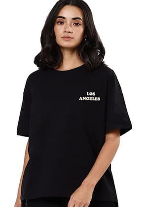 Monisha Plus 100% Pure cotton graphic printed Trendy Oversized Tshirt for womens