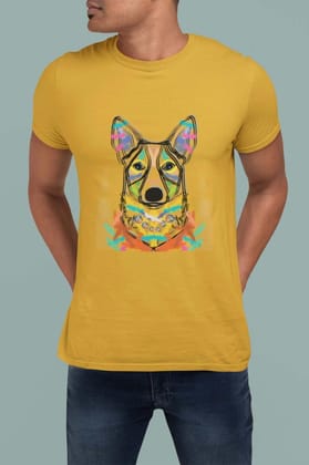 Round Neck T-Shirt (Men) - Happy Corgi (11 Colours)