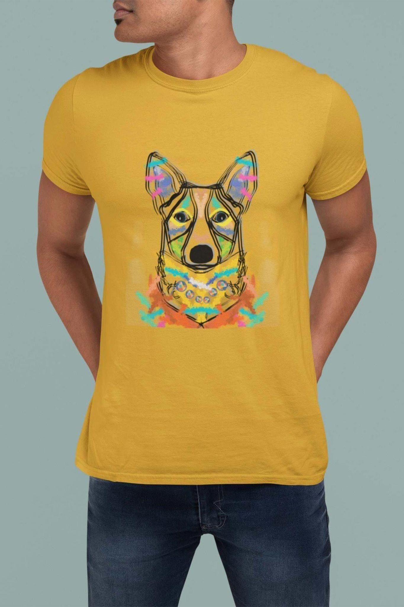 Round Neck T-Shirt (Men) - Happy Corgi (11 Colours)