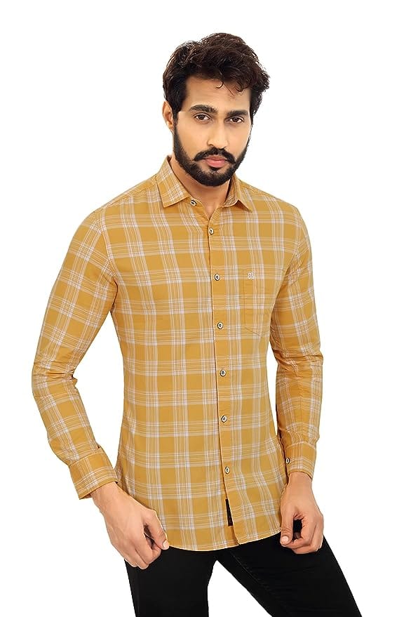 Men's 100% Cotton Slim Fit Striped Semi Casual Shirt