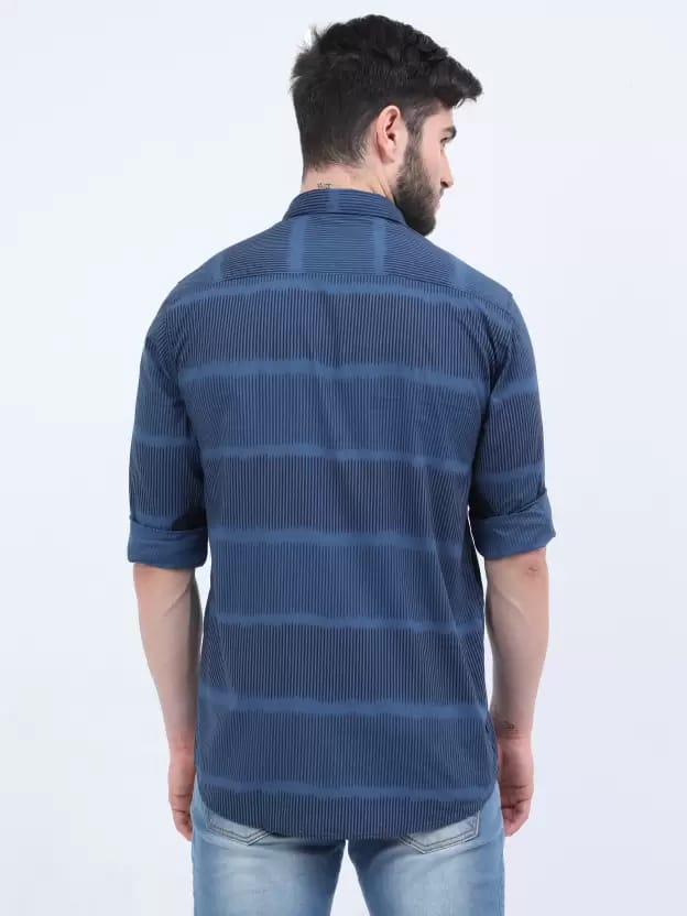 Men Light Grey Printed Slim Fit Casual Shirt