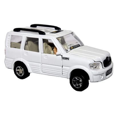 Cube Play Pull Back Scorpio Toy CAR for Kids. | with Opening Doors and Hood Opening. | Miniature Scaled Models Toy CAR. (Color White)