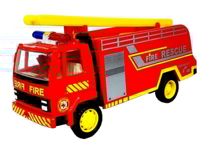 Pull Back FIRE Brigade Rescue Toy Truck for Kids. | with LADDERS. | Very Attractive Design. | Miniature Scaled Models Toy Truck for Kids. (RED Color)