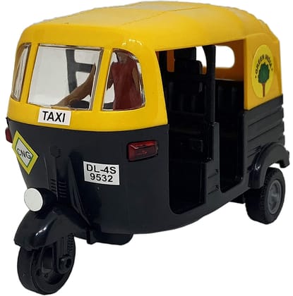 Mehtab Pull Back Auto Rickshaw Toy for Kids Pull Back Action Mini Auto Rickshaw (Black)