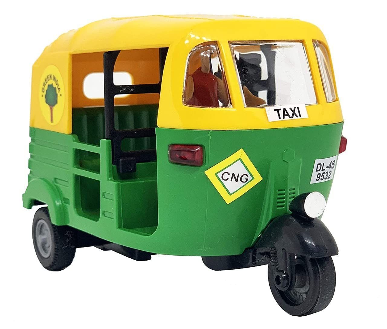 Mehtab Pull Back Taxi Auto Rickshaw Toy with Driver