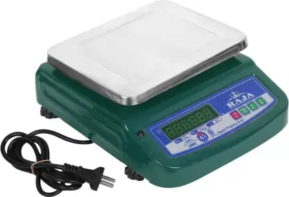 Stainless Steel 30kg x 2g, Chargeable Front & Back Display for Shops, Restaurant Weighing Scale  (Dark Green)