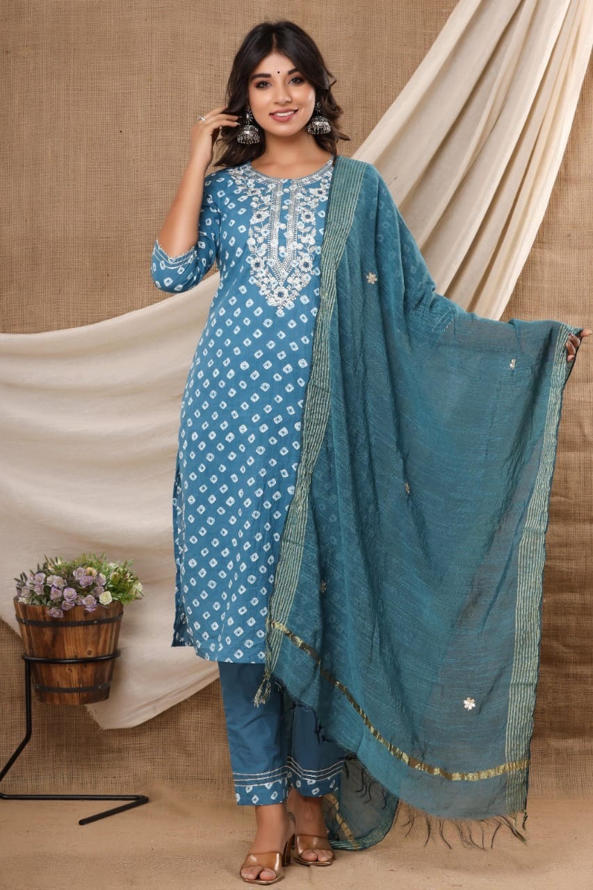 Bhadriyaa Beautiful Printed Kurti Pant Set:: Kurti pant set for women:: Kurti  set for