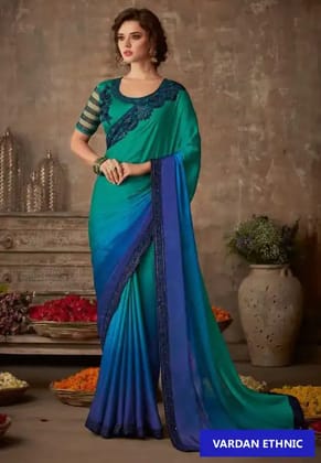 New fancy saree for women -Blue