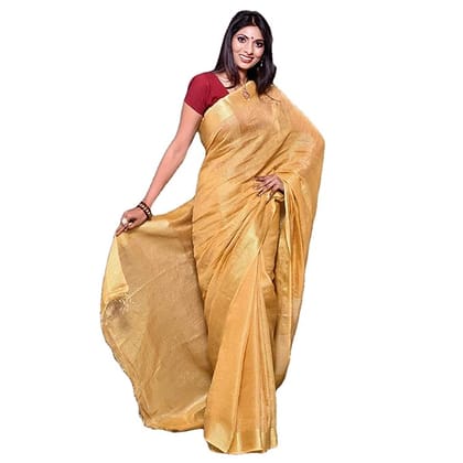 Ethnic Indian Women's Bhagalpuri Handloom Beautiful Linen Tissue Saree with Running Blouse