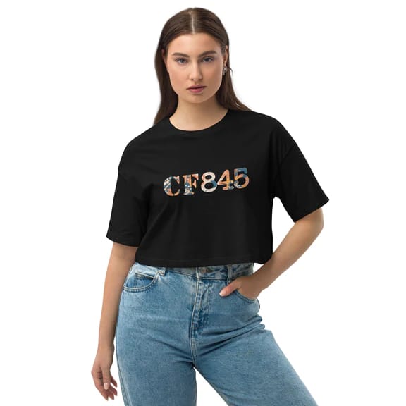 Loose drop shoulder crop top Fall Logo