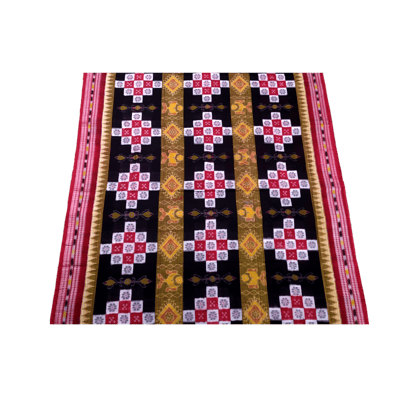 Sambalpuri Sapta saree coffee,Red,black & yellow combination //Handloom weaving saree pure cotton