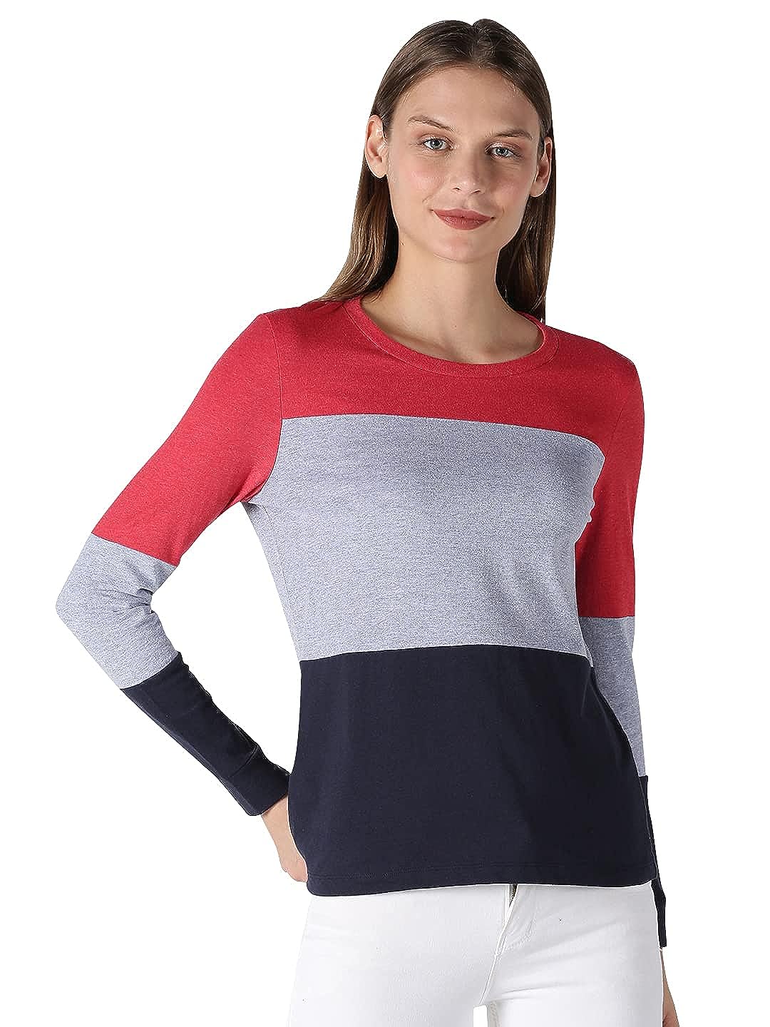 URGEAR Color Block Women Round Neck  T-Shirt