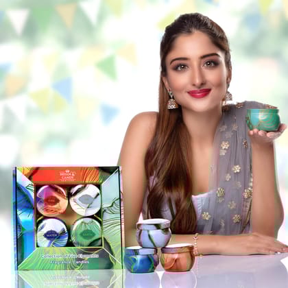 Bryan & Candy Soy Wax Printed Tin Candle, Collection of Five Element | Earth | FIRE | Water | AIR | Aromatherapy Gift Set for Men and Women