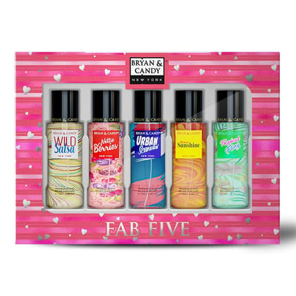 Bryan & Candy Body Fragrance Mist Spray FAB FIVE Combo Gift Set for Women 115 ml Each (Pack of 5) No Gas Perfume