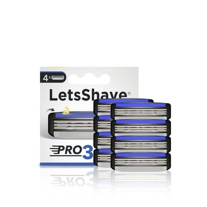 LetsShave Pro 3 Shaving Razor Blade for Men | Made in South Korea | Lubricating Strip with Aloe Vera & Vitamin E | Pack of 8 Blade Refills with Free Shave foam 200 gm