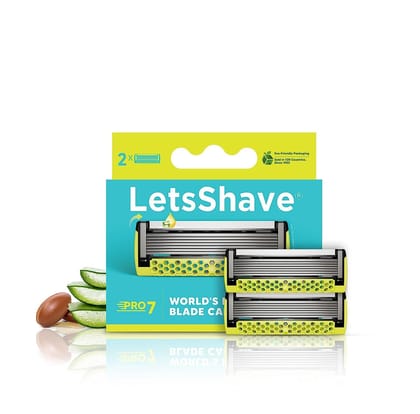 LetsShave Pro 7 Max Razor Cartridges for Men | World's First & Only 7-Blade Shaving Razor with Precision Blades & Honey Comb Guard Bar | Argan Oil, Aloe & Vitamin E