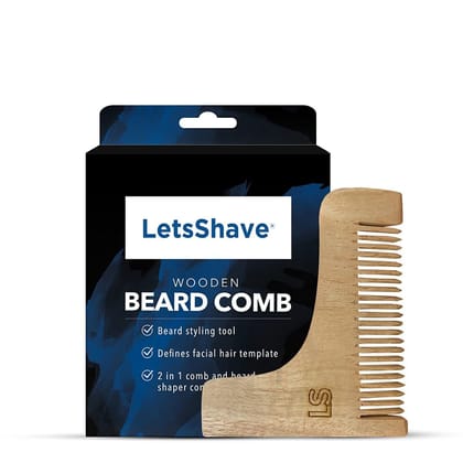 LetsShave Wooden Beard Comb for Men | Beard Styling Tool, Shaping & Styling your Beard, Pocket-Friendly, Anti Bacterial & Anti Dandruff
