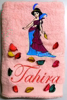 TurtleLittle, Cotton, Princess Jasmine with Magic Lamp Personalised Kids Bath Towel, 500 GSM(Set of 1, Pink) TurtleLittle, Cotton, Princess Jasmine with Magic Lamp Personalised Kids Bath Towel, 500 GSM(Set of 1, Pink)